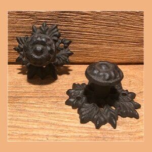Two (2) Rustic Leaf Cast Iron Drawer Pull 3" wide Set of Two (2) 0058A